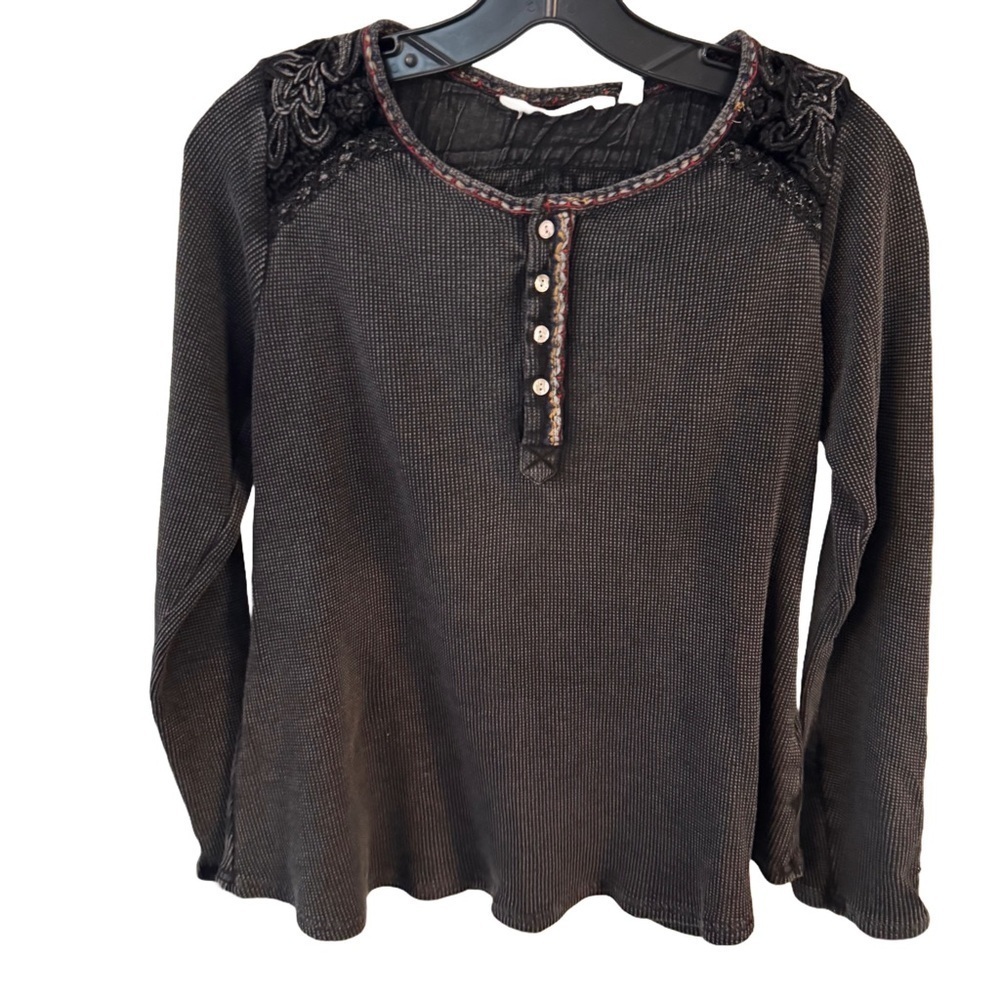Soft surroundings womens Cobi Thermal velvet trim gray ashy wash Size SP